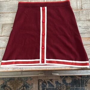 Freshman Burgundy and White Button-Front Mini Skirt